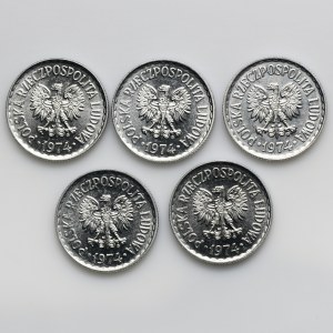 Zestaw, 1 złoty 1974 (5 szt.)