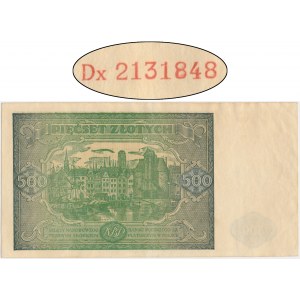500 złotych 1946 - Dx - rzadka seria zastępcza