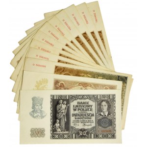 Set of 10-100 zloty bills 1940-41 (12 pieces).