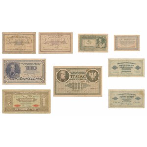 Zestaw, 1-500.000 marek 1919-23 (9 szt.)