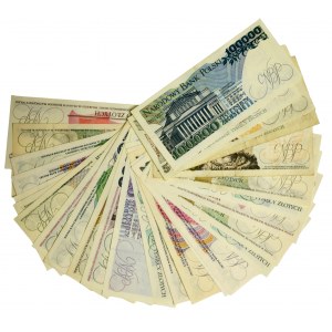Zestaw banknotów PRL, 10-100.000 złotych 1975-93 (28 szt.)