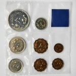 Set, African and Asian coins in vintage sets (9 pcs.)