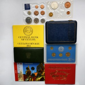 Set, African and Asian coins in vintage sets (9 pcs.)