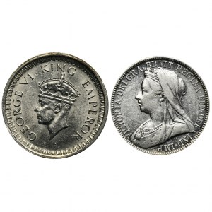 Set, Great Britain and British India, George VI and Victoria, 1 Rupee and 1 Florin (2 pcs.)