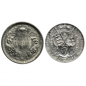 Set, Great Britain and British India, George VI and Victoria, 1 Rupee and 1 Florin (2 pcs.)