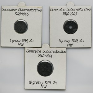 Set, 1, 5 and 10 pennies (3 pieces).