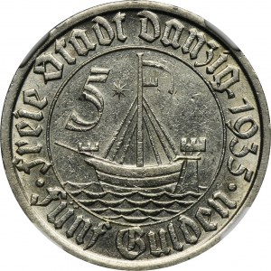 Freie Stadt Danzig, 5 Gulden 1935 Koga - NGC MS62