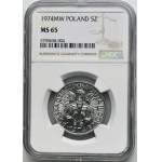 5 złotych 1974 Rybak - NGC MS65