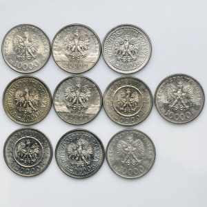 Set, 10,000 and 20,000 zloty (10 pieces).