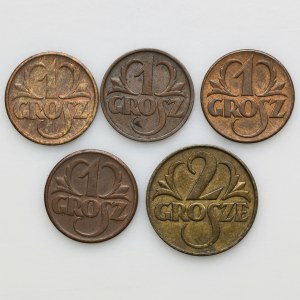 Set, 1 and 2 pennies (5 pieces).