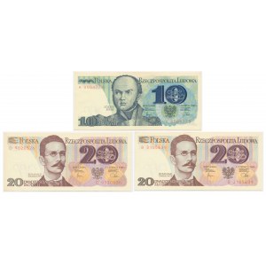 Set, PRL 10-20 zloty 1982 banknotes (3 pieces).