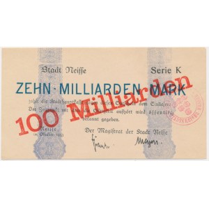 Neiße, Magistrat 100 Milliarden Mark 1923 - RARE