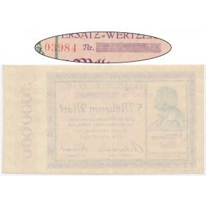 Szczecin (Stettin), Magistrate 5 million marks 1923 - offset numerator