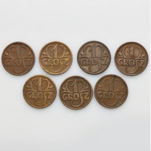 Satz, 1 Pfennig 1925 - 1936 (7 Stück) - bessere Jahrgänge