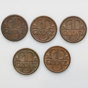 Set, 1 penny 1939 (5 pieces).