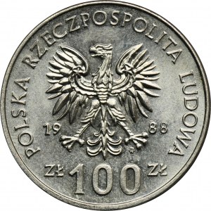 DESTRUKT, 100 złotych 1988 Jadwiga - niedobity znak