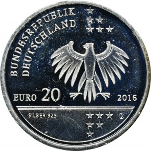 Niemcy, 20 Euro Monachium 2016 D - 200. Rocznica Urodzin Ernsta Litfassa