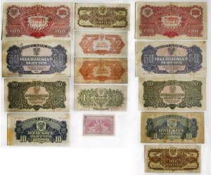 Zestaw, banknoty PRL, 50 groszy - 100 złotych 1944 (14 szt.)