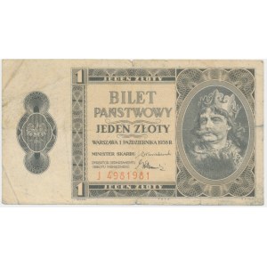 1 złoty 1938 - J - RZADKI