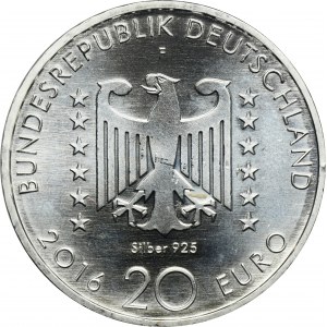 Deutschland, 20 Euro Stuttgart 2016 F - 125. Geburtstag von Nelly Sachs