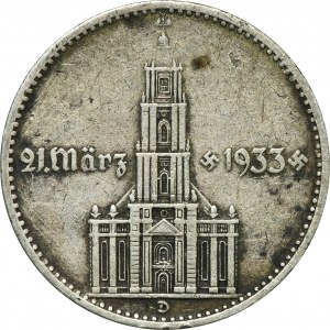 Germany, Third Reich, 2 Marks Munich 1934 D - Garrison Church in Potsdam