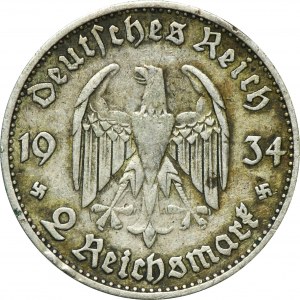 Deutschland, Drittes Reich, 2 Mark München 1934 D - Garnisonkirche Potsdam