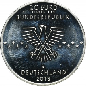 Niemcy, 20 Euro Monachium 2018 D - 100. Rocznica Urodzin Ernsta Otto Fischera