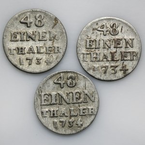 Set, Germany, Kingdom of Prussia, Friedrich Wilhelm I, 1/48 Thaler Berlin 1734 EGN (3 pcs.)