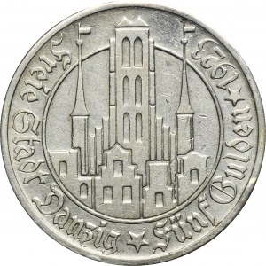 Free City of Danzig, 5 gulden 1923 Church