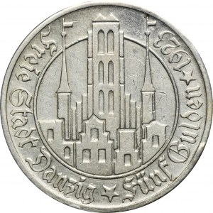 Freie Stadt Danzig, 5 Gulden 1923 Kirche