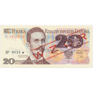 20 złotych 1982 - WZÓR - A 0000000 - No.0631 -