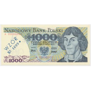 1.000 złotych 1975 - WZÓR - A 0000000 - No. 1699 -