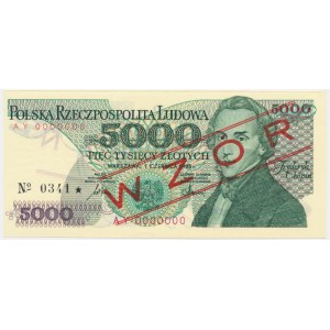 5.000 złotych 1986 - WZÓR - AY 0000000 - No.0341 -