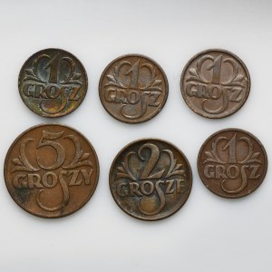 Set, 1, 2 and 5 pennies (6 pcs.) - older vintages