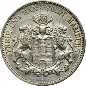 Deutschland, Stadt Hamburg, 5 Mark 1876 J