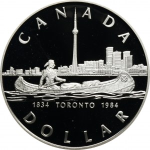 Kanada, Elżbieta II, 1 Dolar Ottawa 1984 - 150-lecie Toronto