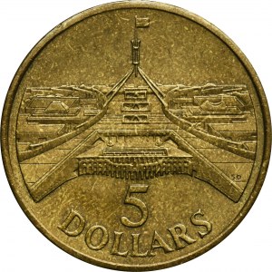 Australia, Elżbieta II, 5 Dolarów Canberra 1988 - Parlament