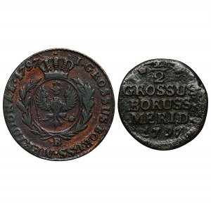 Satz, Südpreußen, Friedrich Wilhelm II, 1/2 Pfennig und Groschen (2 Stück).