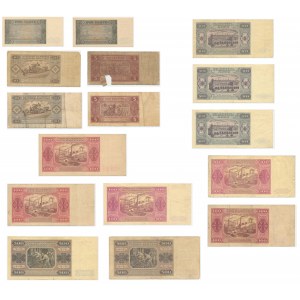 Set, PRL banknotes 2-500 zlotys 1948 (16 pieces).
