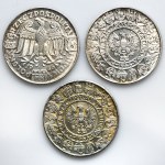 Satz Silbermünzen zum Jahrtausendwechsel des polnischen Staates aus der Serie Mieszko und Dabrowka 1966