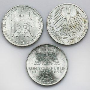 Set, Germany, FRG, 5 Mark (3 pcs.)