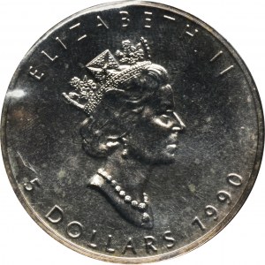 Kanada, Elizabeth II, 5 Dollar 1990 - Ahornblatt