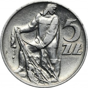 5 złotych 1958 Rybak - wąska ósemka