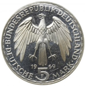 Deutschland, BRD, 5 Mark Stuttgart 1969 F