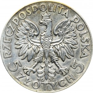 Głowa Kobiety, 5 złotych Warszawa 1932 - RZADKIE