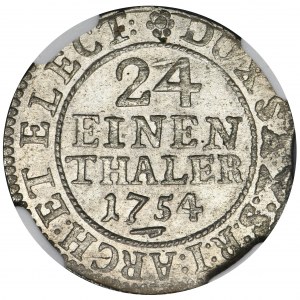 August III Sas, 1/24 Taler (Pfennig) Dresden 1754 FWôF - NGC MS64