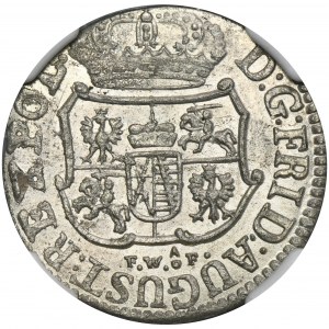 August III Sas, 1/24 Taler (Pfennig) Dresden 1754 FWôF - NGC MS64
