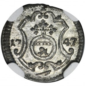 Augustus III of Poland, Heller Dresden 1747 FWôF - NGC MS63