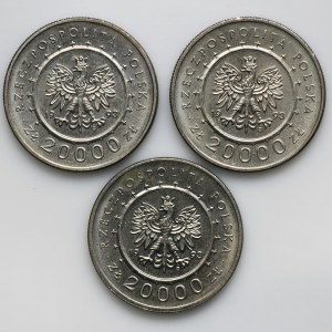 Zestaw, Zamek w Łańcucie, 20.000 złotych 1993 (3 szt.)