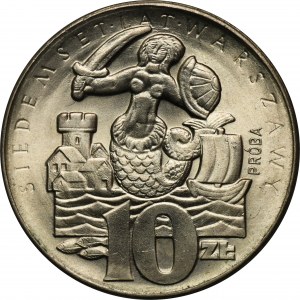 PRÓBA, 10 Zloty 1965 Siebenhundert Jahre Warschau - doppelt geprägte Aufschrift PRÓBA